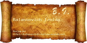 Balassovich Izolda névjegykártya